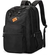 ZORFIN 26L Black Backpack for School, College, and Travel: Water Resistant Bookbag with 8 Compart...