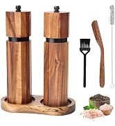 Foyucool Wooden Salt and Pepper Grinder Set, 8 Inch Manual Pepper Mill | Adjustable Coarseness Re...