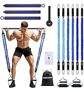 Hommie Portable Pilates Bar Kit with Resistance Bands for Men and Women,Upgraded 3 Section Pilate...