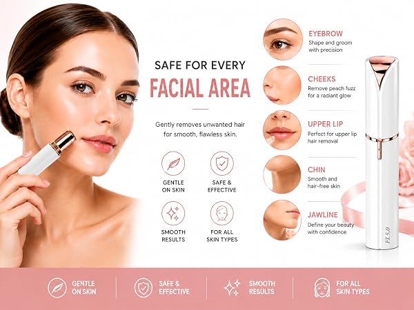 Facial Hair Remover for Women, Painless Electric Face Shaver 
