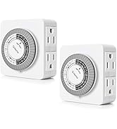 G-Homa Timer Outlet Electric Indoor with 2 Grounded Outlet,Plug-in 24-Hour Mechanical Timers,Dail...