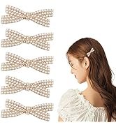 5 Pcs Pearl Bow Hair Clips Duckbill Hair Claw Clips Gold Metal Hair Clip Elegant Cute Hair Pins H...