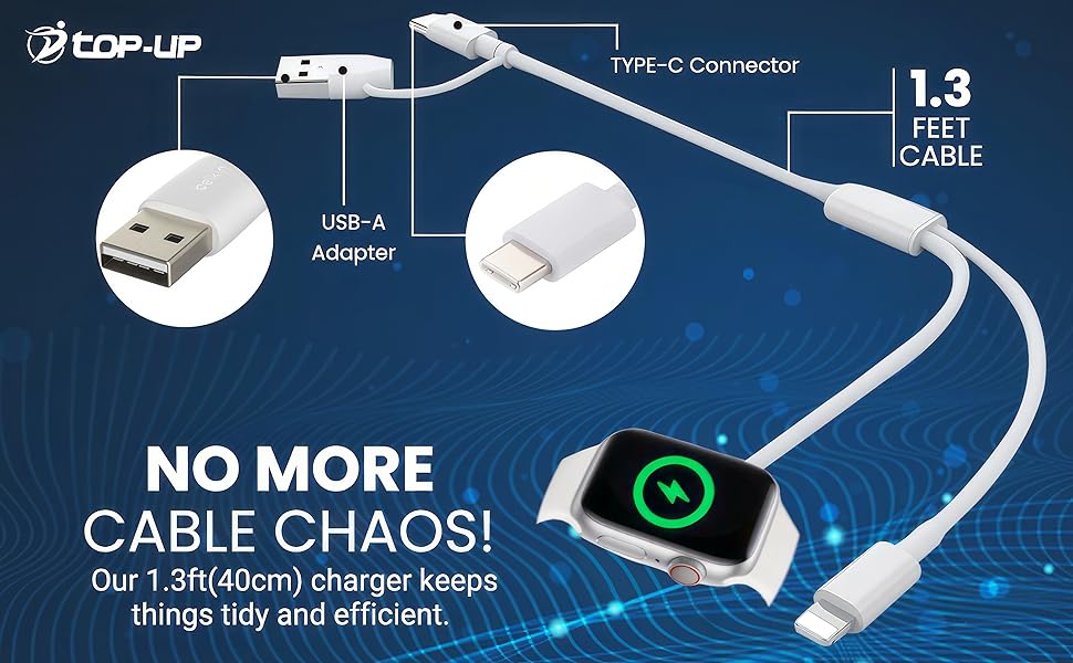 Our 1.3 feet charger keeps things tidy and efficient