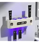 WREWING Toothbrush Holder for Bathrooms, Toothbrush Holders and 2 Toothpaste Dispenser with Smart...