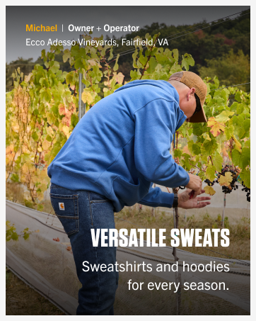 Rugged sweatshirts delivering all-day comfort and durability for long days in the vineyard.