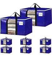 BlissTotes 8 Pack Moving Bags with Clear Window, Storage Bags with Strong Carrying Handles &amp; Zipp...