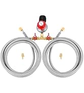 Hicello 0-20 PSI Adjustable Propane Regulator with Hose, 8FT Y Splitter Double Braided Hose with ...