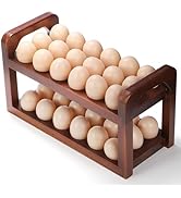 Youeon Acacia Wooden Egg Holder with Carry Handle Holds 36 Eggs, Deviled Egg Plates, Countertop S...
