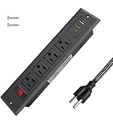 20W PD Mountable Power Strip Type C Recessed Power Strip USB C Fast Charge 4 Outlet 3 USB Multipl...