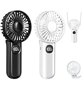 xigmer 2-Pack Mini Portable Handheld Fan, 5 Adjustable Speeds Personal Fan with Lanyard,180° Fold...