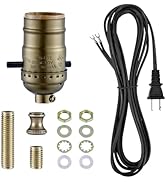 Lamp Rewire Kit,Lamp Socket Replacement Kit,Antique Brass Light Socket with Matching Electric Cor...