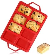 CAKETIME Mini Loaf Pan Silicone, Metal Reinforced Silicone Mini Bread Loaf Pan Nonstick Cornbread...