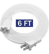 2 Prong Extension Cord 6 FT 18 AWG 10A/125V US AC Two Prong Male-Female Flat Thin Slim Polarized ...