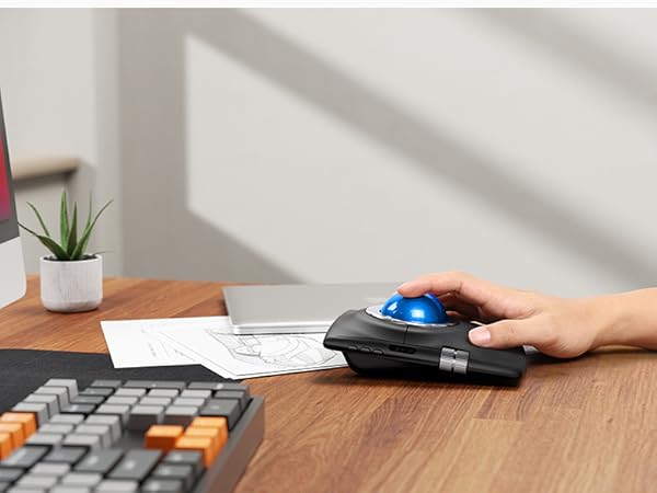 Nulea Wireless Trackball Mouse, Ergonomic 55mm Trackball, Adjustable DPI for Precise Control