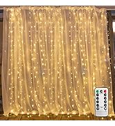 Hanging Window Curtain Lights 9.8 Feet Dimmable and Connectable with 300 Led, Remote, 8 Lighting ...