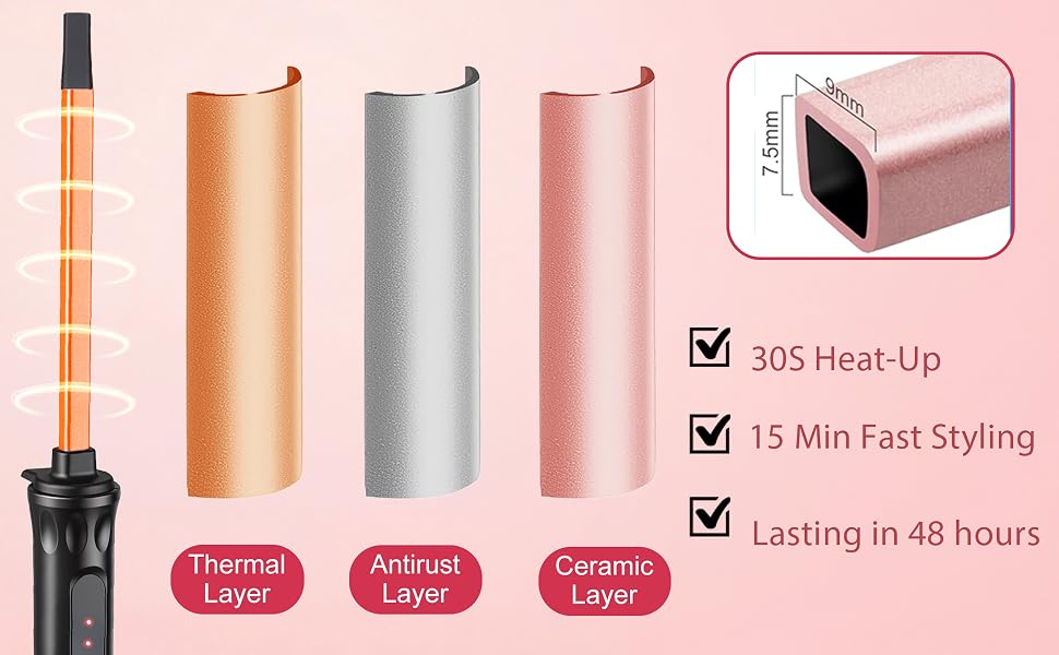 Square Tube Ceramic Mini Curling Barrel