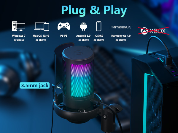 RGB Microphone for Gaming with Boom Arm