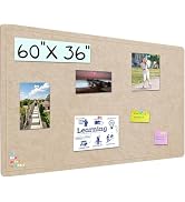Large Cork Bulletin Board - 60 X 36 Inches With 30 Pushpins, 5' x 3' Pin Board for Walls, Self-Ad...