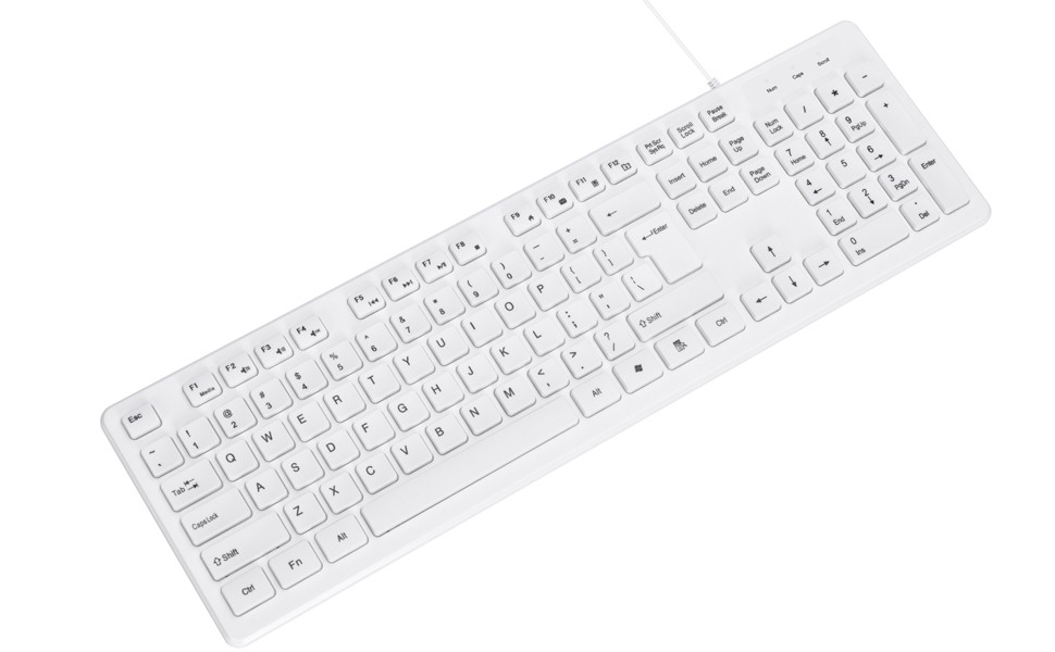 Wired White USB 104 Keys Computer Keyboard with Stands,Waterproof