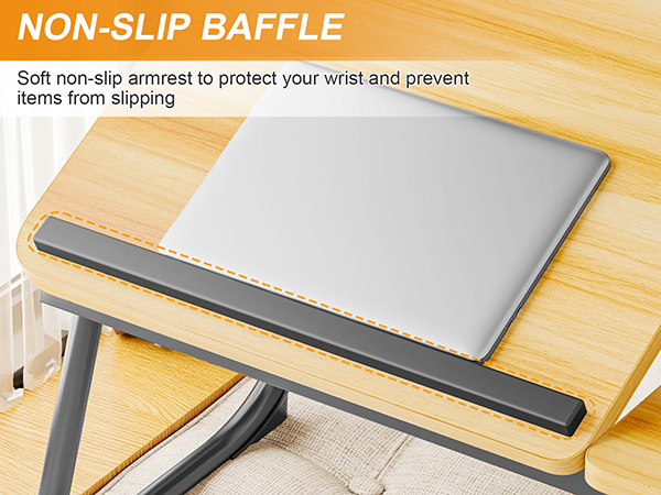 Adjustable Bed Table, Foldable Laptop Table with Cup Holder, Portable Laptop Bed Desk Tray