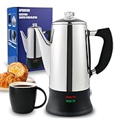 APOXCON Electric Coffee Percolator Stainless Steel Coffee Maker with Heat Resistant Tough Glass C...
