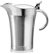 Peohud Gravy Boat, 304 Stainless Steel Double Insulated Sauce Jug with Hinged Lid, 24 Oz Gravy Wa...