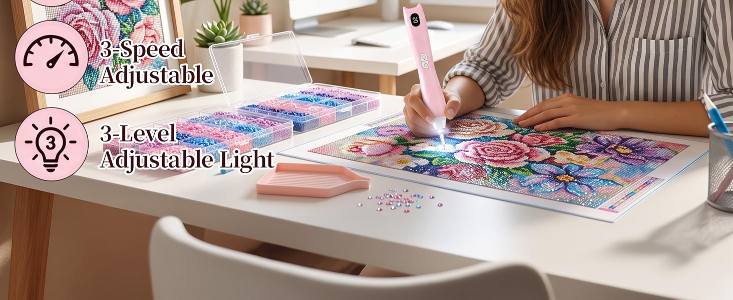 Electric Diamond Art Pen with Light