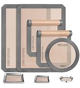 Sopito 5PCS Non Stick Platinum Silicone Baking Mat for Half Sheet &amp; Quarter Baking Sheet and 9'' ...