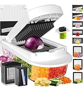8 Blade All-in-1 Vegetable Chopper Mandoline Slicer with Container, Food Chopper, Onion Chopper, ...