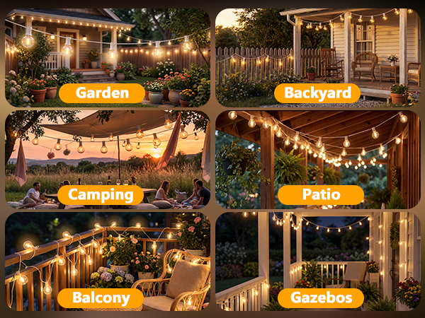 globe string lights outdoor waterproof; hanging patio lights; outdoor patio string lights plug in