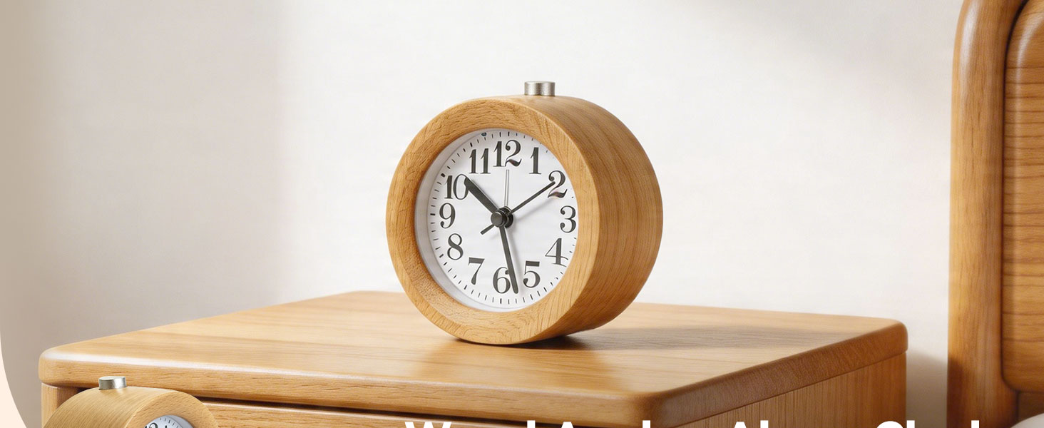 wood analog alarm clock
