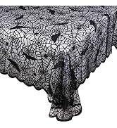 OurWarm Halloween Tablecloth, Rectangular Polyester Lace Tablecloth Black Spider Web Tablecover f...