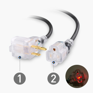 2-Pack Short 2-Outlet Extension Cord with Outlet Plug in Black