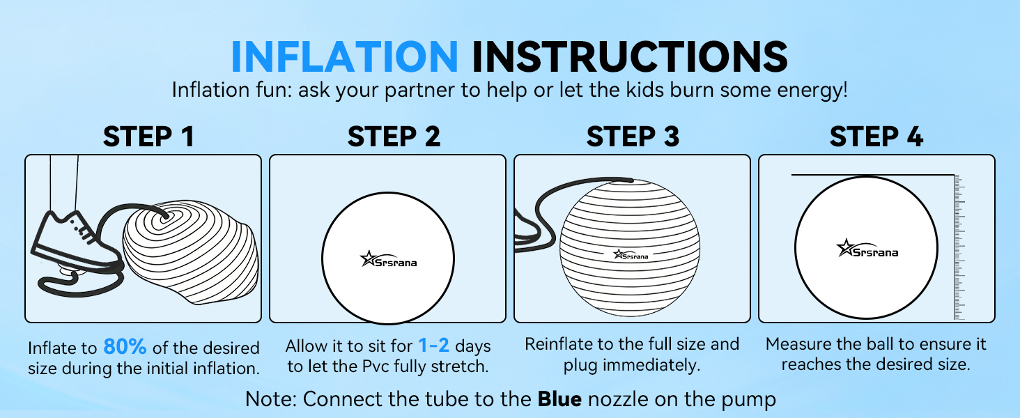 Workout ball inflation instructions