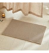 TYUU Waffle Bath Mat, Boho Bathroom Rugs Non Slip Washable Super Absorbent Quick Dry Farmhouse Ba...
