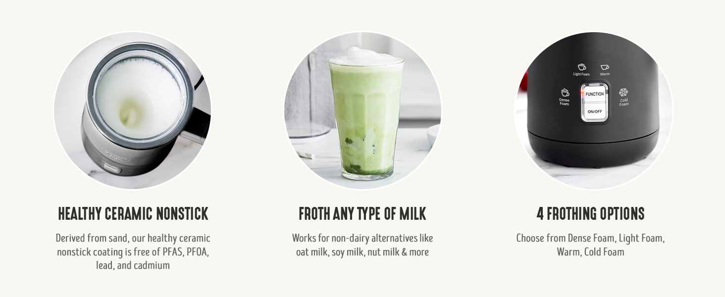 GreenLife, Ceramic Nonstick, PFAS-Free, Non-Toxic, Electrics, Milk Frother