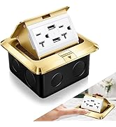 Hoolerry 1 Pack Pop up Floor Outlet Kit Waterproof Electrical Outlet Cover Box with 4.8A USB Char...