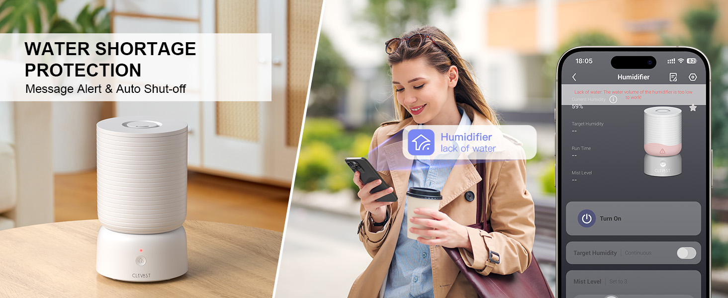 humidifier with water shortage protection auto shut-off