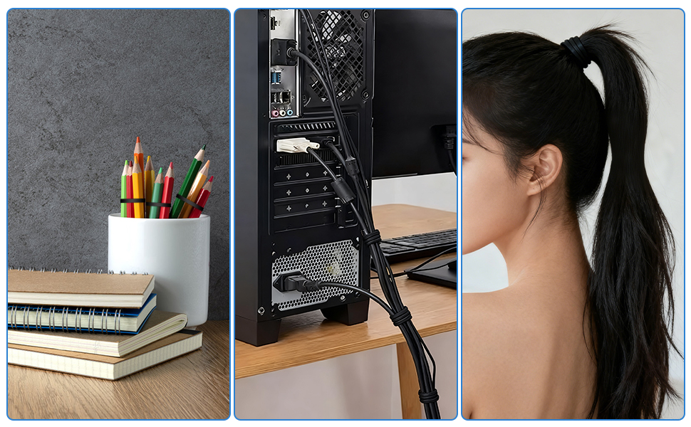 The Rubber Band Set Can Store Desk Pencils and Data Cables