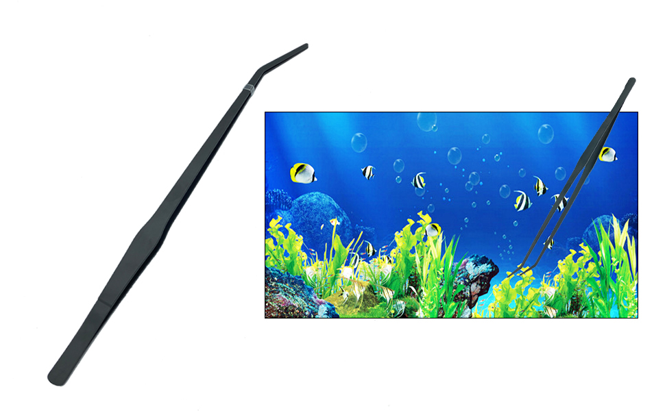 EvaGO 15 inch Black Curved Aquarium Tweezer