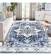 ROYHOME Washable Area Rug 6x9 Non-Slip Living Room Rug Accent Mat Vintage Distressed Floor Carpet...