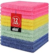 HOMEXCEL Microfiber Washcloths 12 Pack, Highly Absorbent and Soft Face Towel, Multi-Purpose Wash ...
