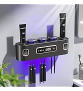Bathroom Toothbrush Holders and 2 Toothpaste Dispenser with Smart Drying and Cleaning, Wall Mount...