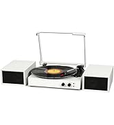 Vinyl Record Player with External Speakers, Wireless Bluetooth Playback 3 Speed Vintage Belt-Driv...