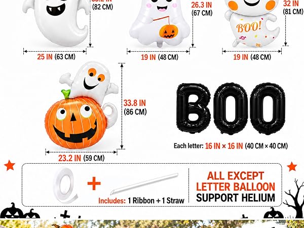 7 Pieces Halloween Ghost Pumpkin Boo Balloons Set