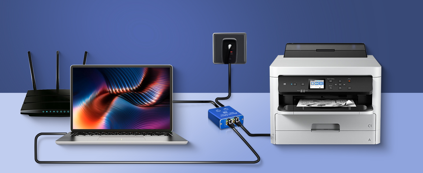 Ethernet Splitter 1 In 2 Out