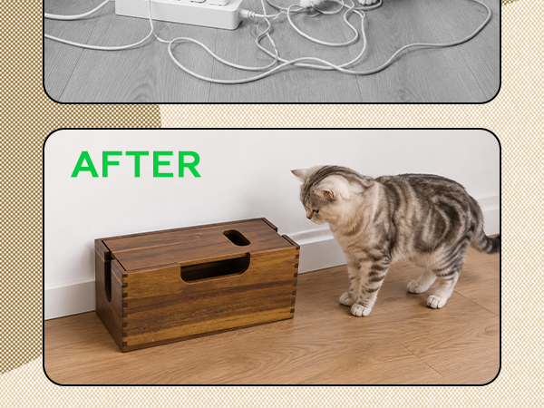 Wood Cable Management Box,