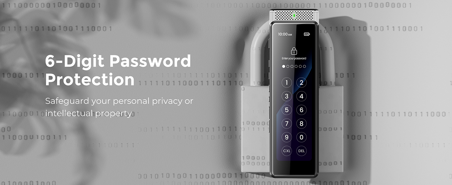 audio recorder with password protection