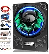 WDiYA 1600W Car Subwoofer, 10" Ultra-Thin Powered Under-Seat Subs with Built-in Amplifier, (LPF/G...