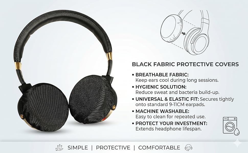 Dust-proof Headphone Earpad Covers, Universal Fit 9-11cm Sweat-absorbing Fabric Protectors